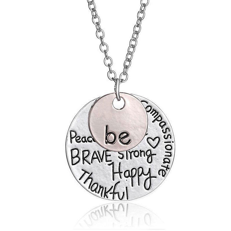 Be Brave Be Happy Silver and Rose Gold Plated Pendant