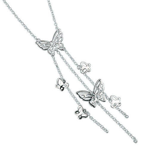 Strands of Silver Butterfly Necklace