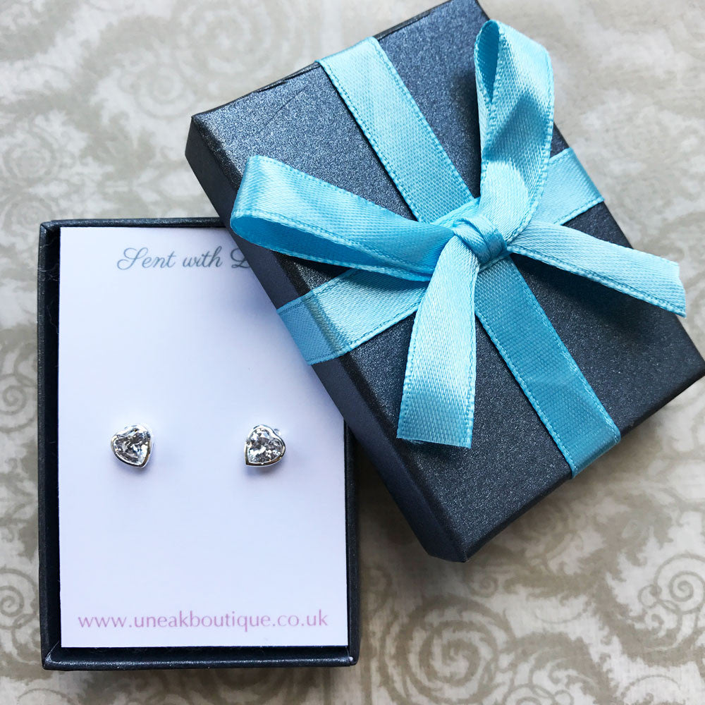 Calista Silver Cubic Zirconia Heart Earrings