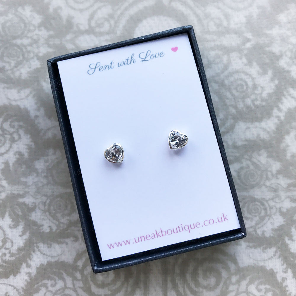 Calista Silver Cubic Zirconia Heart Earrings