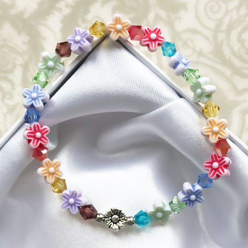 Candy Flowers Girls Crystal Bracelet