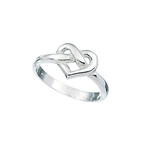 Knotted Celtic Heart Ladies Silver Ring