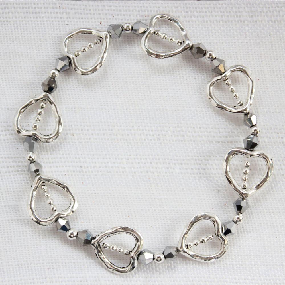 Circle of Hearts Crystal Handmade Bracelet