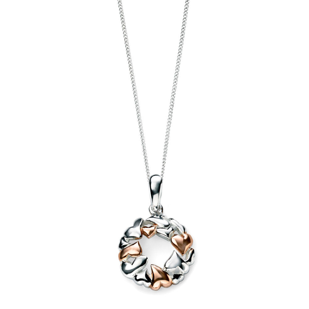 Circle of Love Rose Gold Silver Heart Necklace