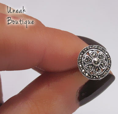 Circular Flower Marcasite Earrings