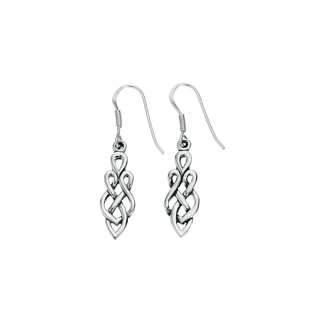 Classic Celtic Drop Silver Earrings