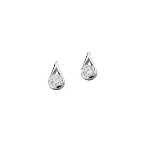 Mini Teardrop Silver Earrings with Cubic Zirconia
