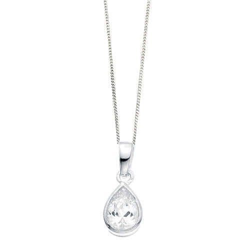 Classic Silver Pendant with Teardrop Cubic Zirconia