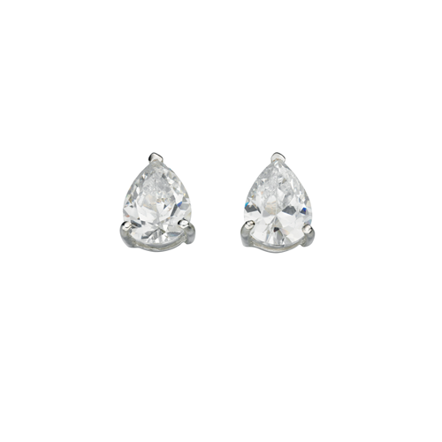Classic Silver Earrings with Teardrop Cubic Zirconia