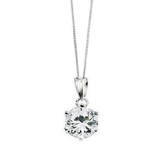 Claw Set Silver Pendant with Cubic Zirconia