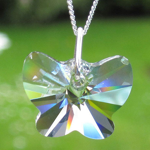 Handmade Necklace with Clear Crystal Butterfly Pendant by Love Lily