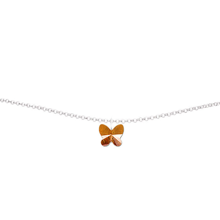 Copper Crystal Butterfly Handmade Silver Anklet by Love Lily