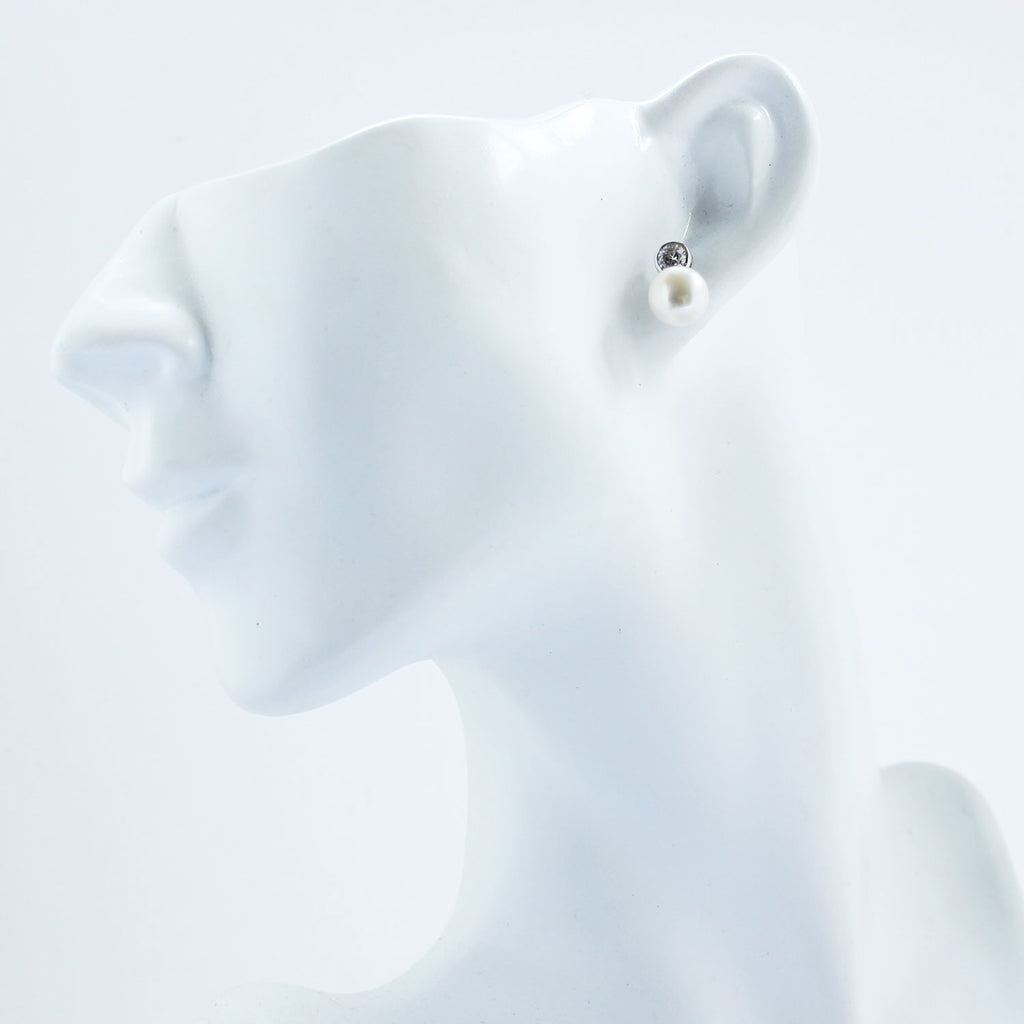 Solitaire Pearl Earrings with Cubic Zirconia