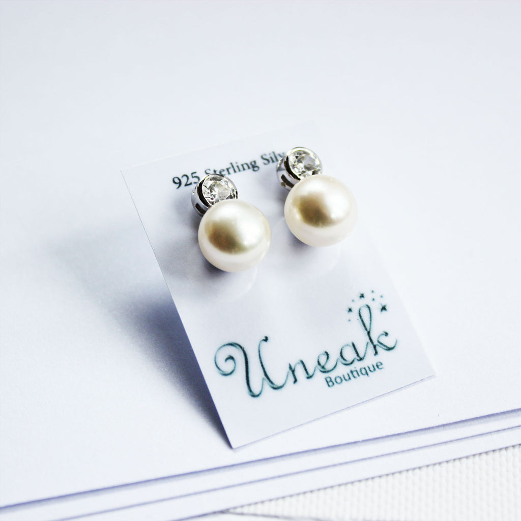 Solitaire Pearl Earrings with Cubic Zirconia