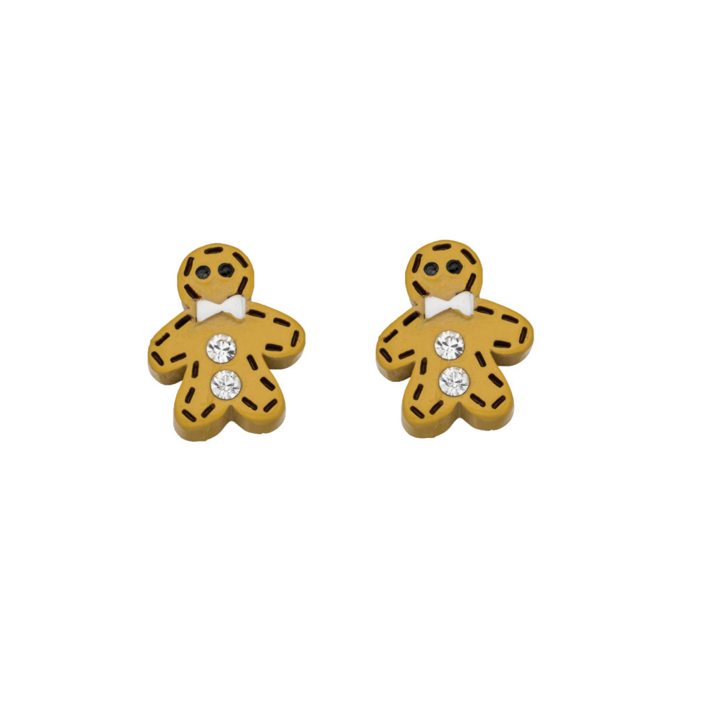 Crystal Gingerbread Man Stud Earrings