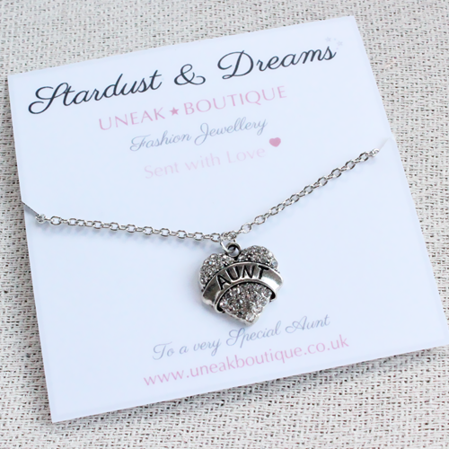Ice Crystal Heart Aunt Pendant