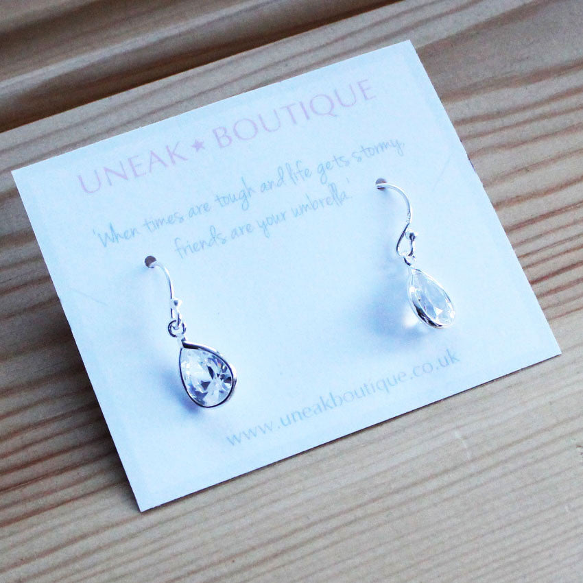 Crystal Raindrops Sterling Silver Earrings