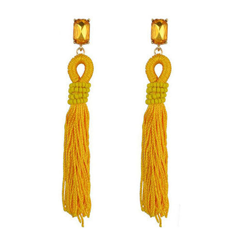 Crystal River Yellow Tassel Earrings