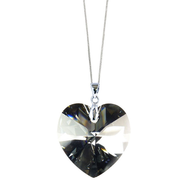 Silver Night Crystal Heart Handmade Necklace by Love Lily