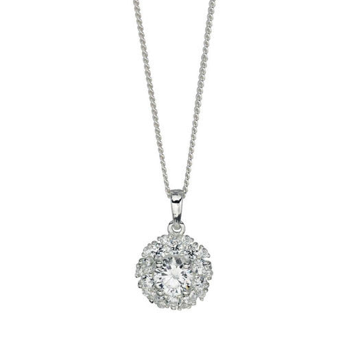 Cubic Zirconia Cluster Pendant in Sterling Silver