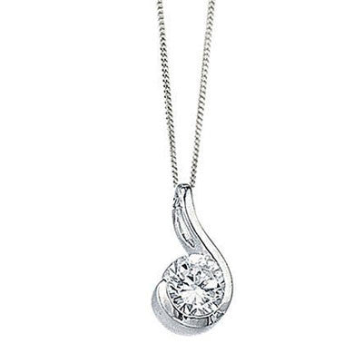 Cubic Zirconia Half Teardrop Silver Pendant