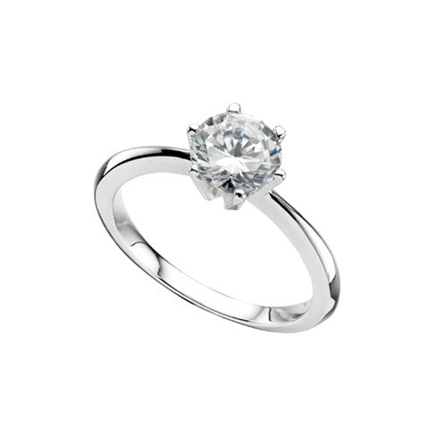 Ladies Cubic Zirconia Sterling Silver Solitaire Ring