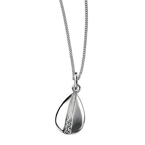Teardrop Silver Pendant with Cubic Zirconia