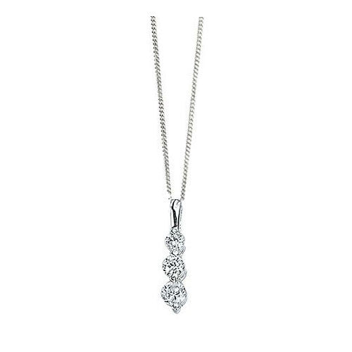 Cubic Zirconia Three stone Silver Pendant