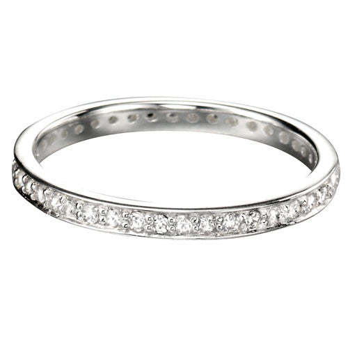 Eternity Silver Stacking Ring with Round Cubic Zirconia