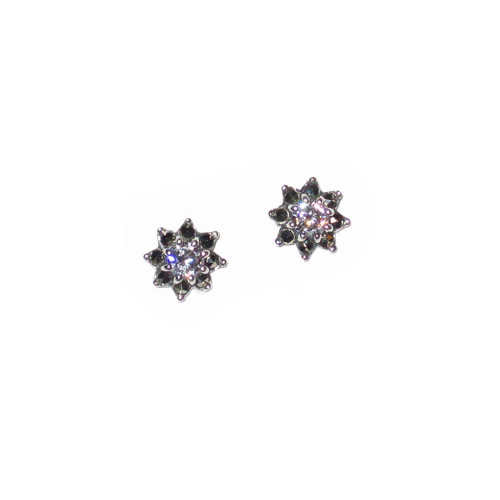 Star Flower Marcasite Earrings with Clear Cubic Zirconia