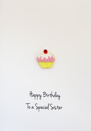 Cup Cake Happy Birthday Sister Handmade Card