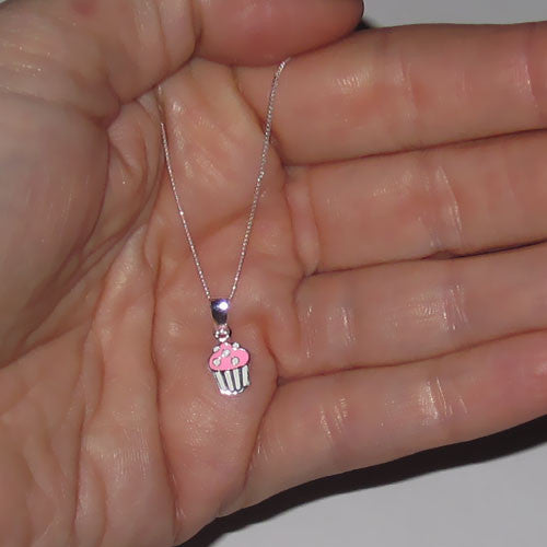 Sterling Silver Cupcake Kids Pendant