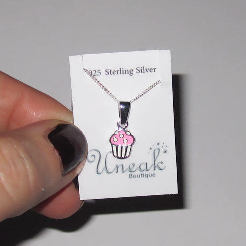 Sterling Silver Cupcake Kids Pendant