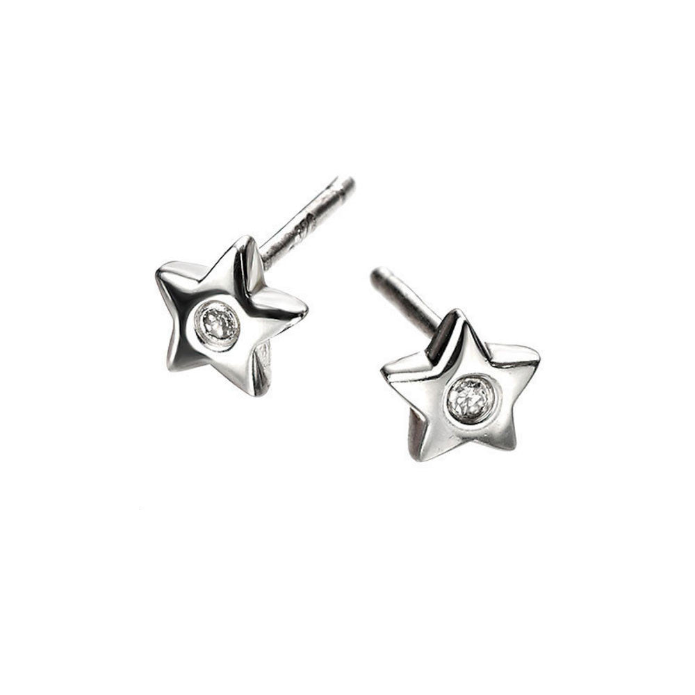 Silver Star D for Diamond Earrings