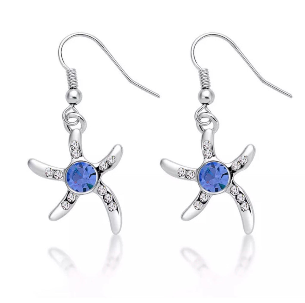 Sky blue starfish earrings 