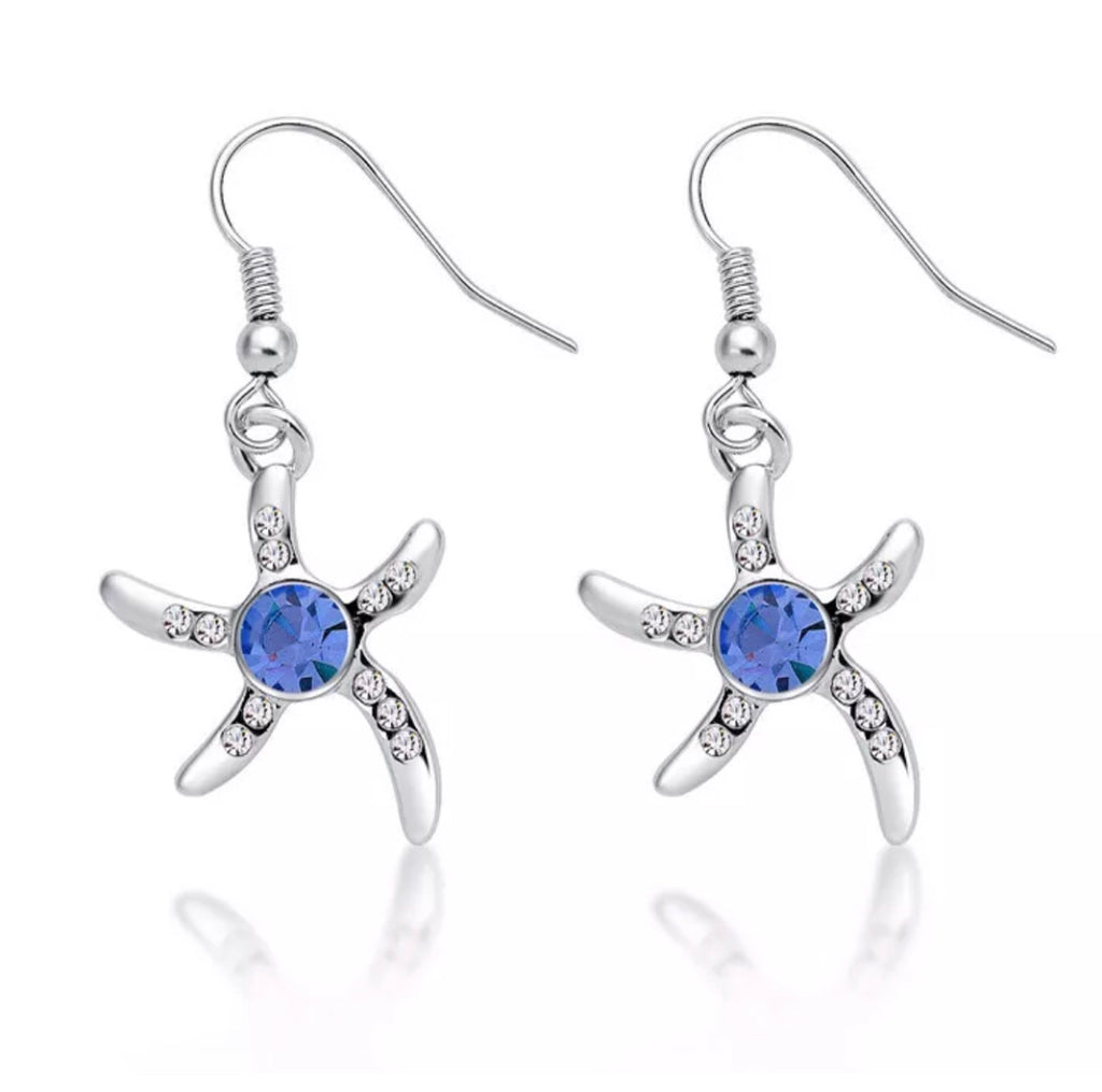 Sky blue starfish earrings 