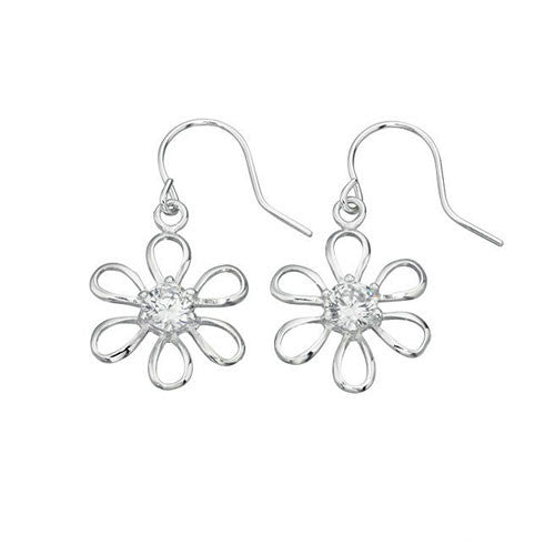 Daisy Drop Silver Earrings