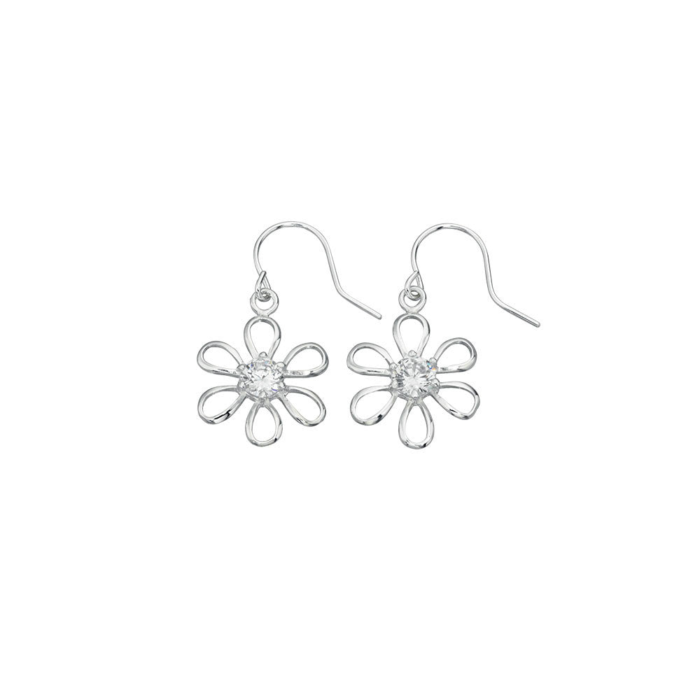 Daisy Drop Silver Earrings