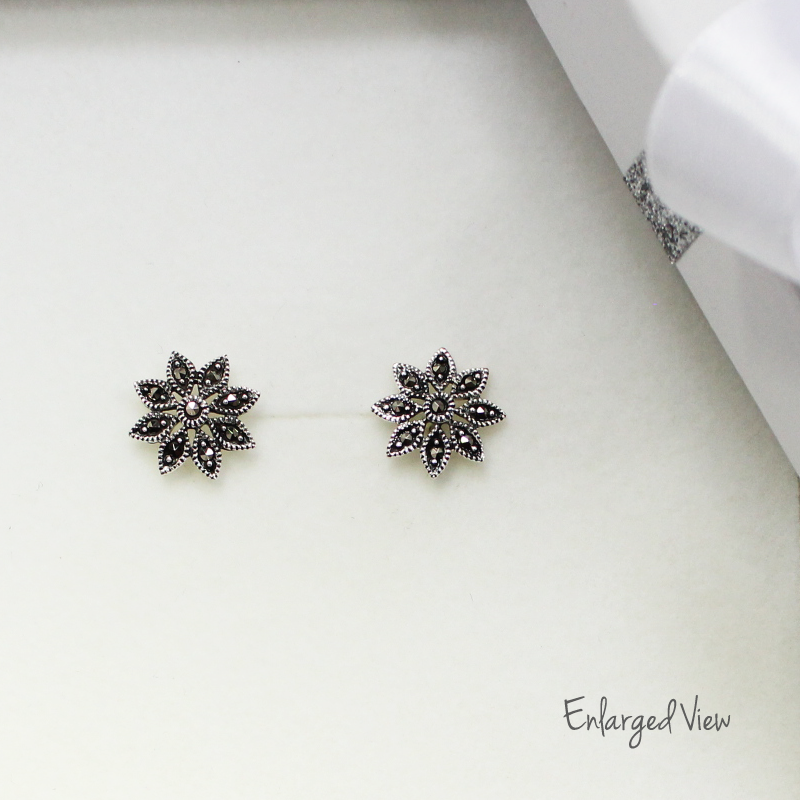 Daisy Flower Marcasite Earrings