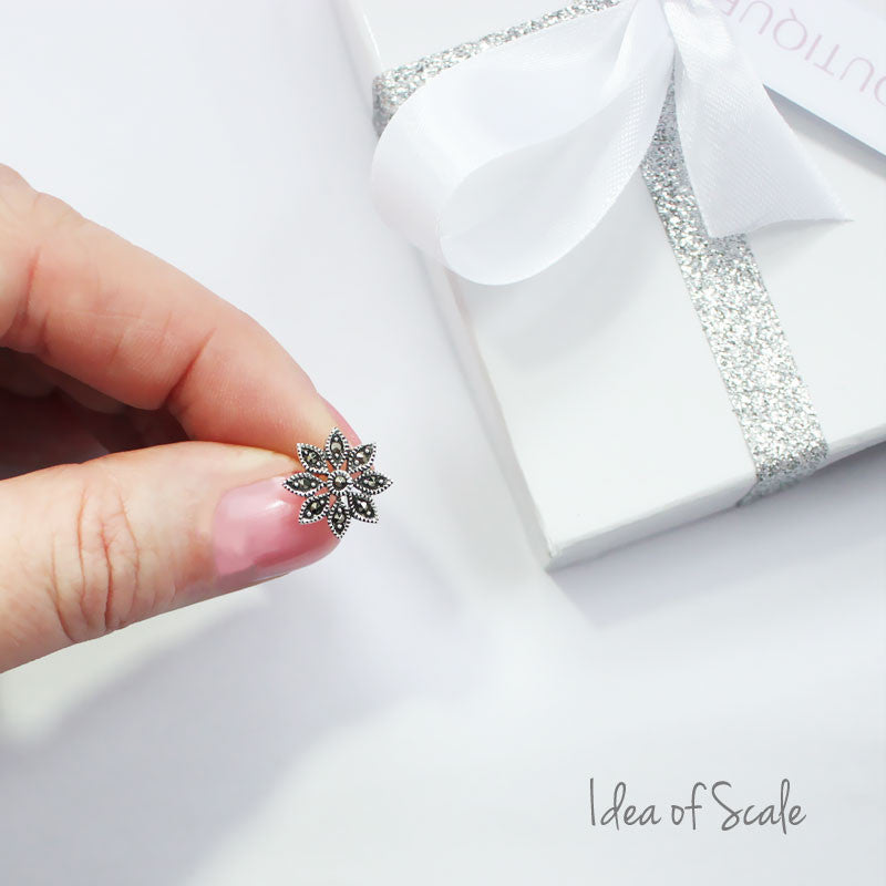 Daisy Flower Marcasite Earrings