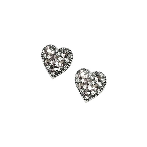 Dahlia Rounded Heart Marcasite Earrings