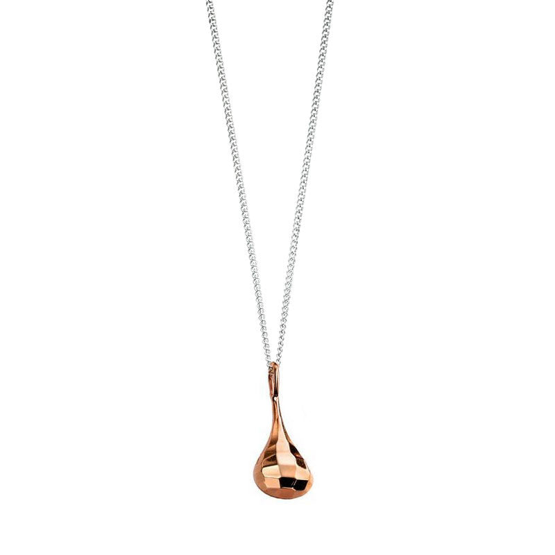 Diamond Cut Teardrop Rose Gold Pendant