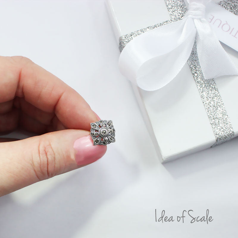 Diamond Shaped Marcasite Earrings