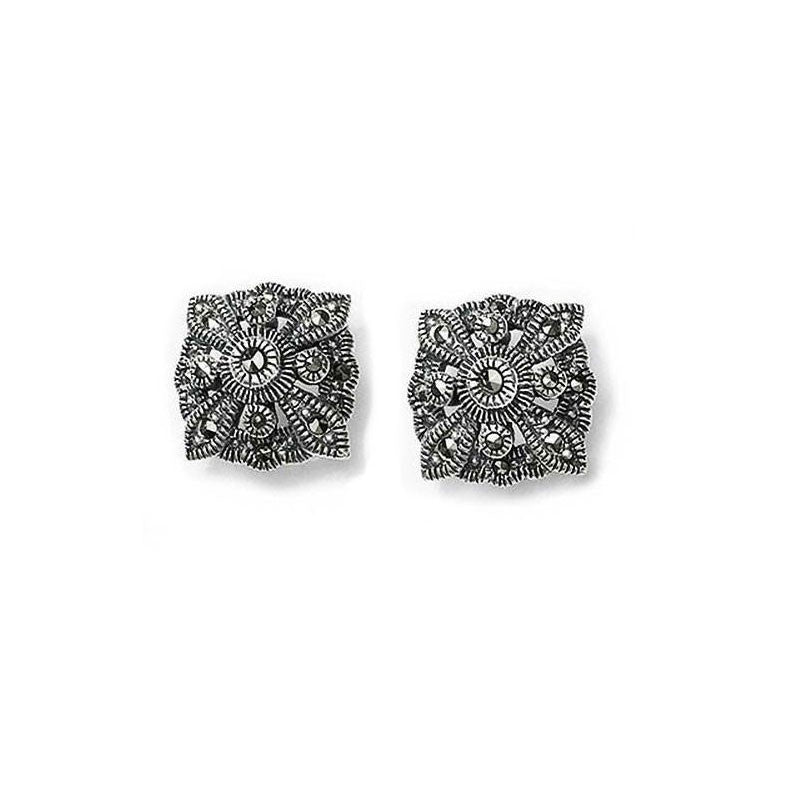 Diamond Shaped Marcasite Earrings
