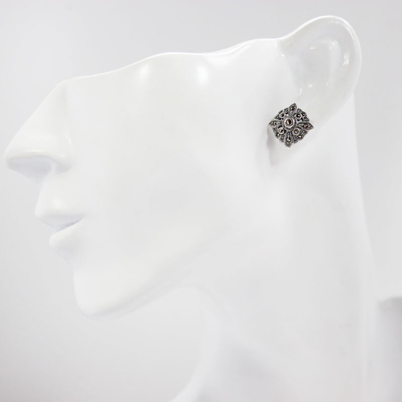 Diamond Shaped Marcasite Earrings