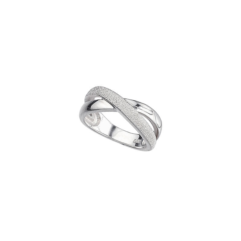 Diamond Cut Kiss Silver Ring