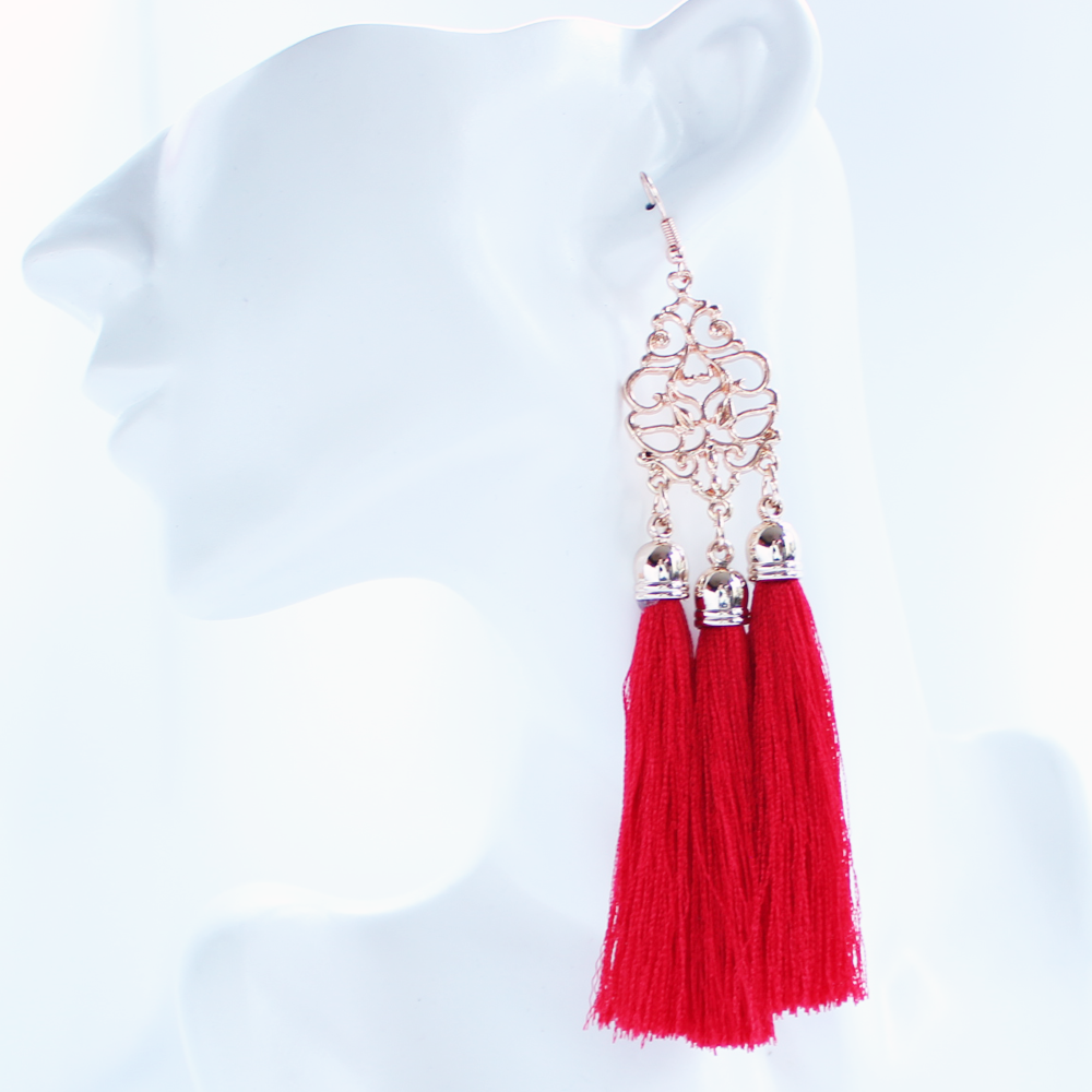 Diva Red Tassel Earrings