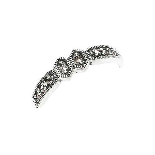 Slim Marcasite Ring with Double Diamond Shaped Centre