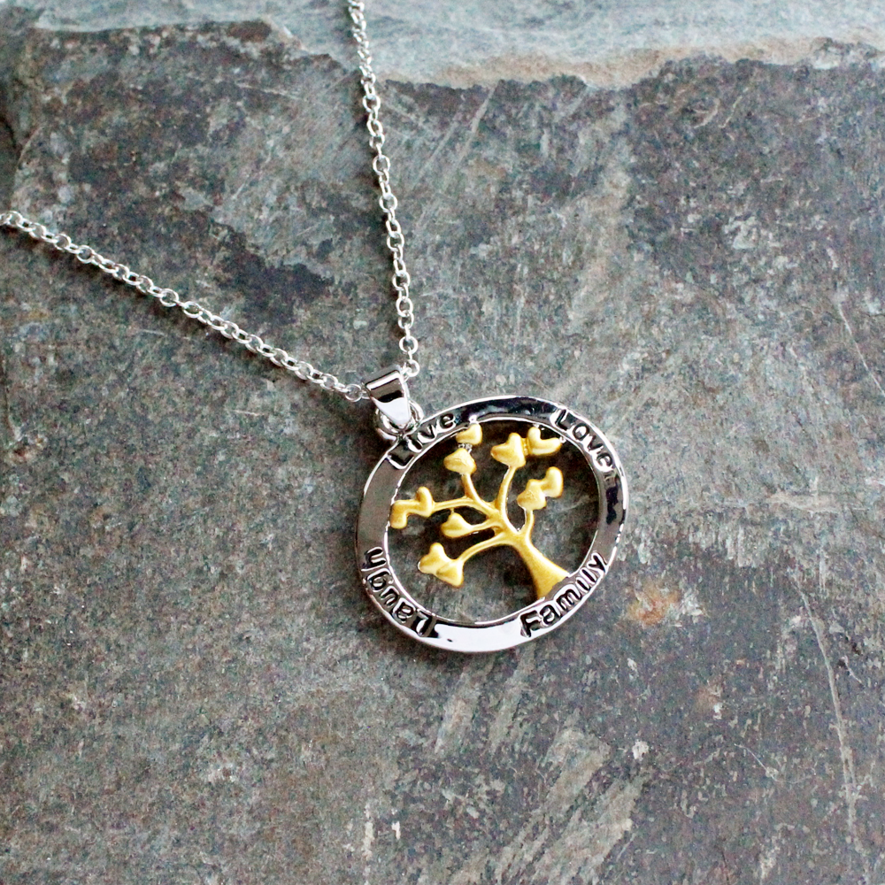 Family Tree of Life Silver and Gold Plated Pendant