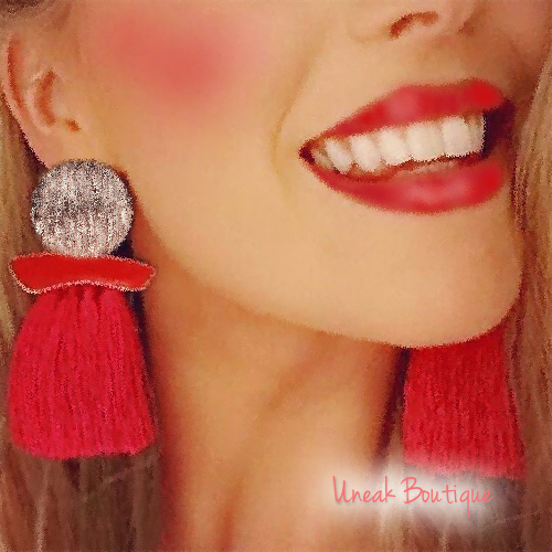 Fire and Ice Red Tassel Earrings